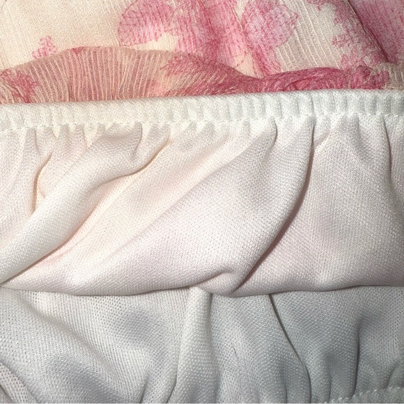 Altar’d State sz S pink toile floral lined ruffle top sleeveless ruched tube top - Picture 8 of 12